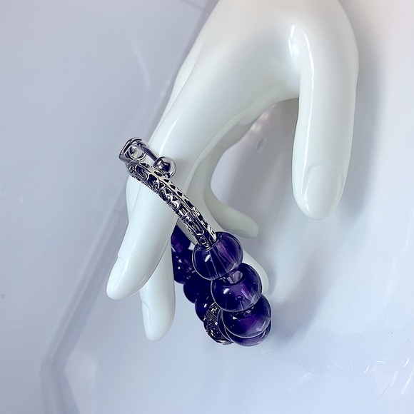 FILIGREE PURPLE CRYSTALS BANGLE 6cm diameter - Picture 7 of 8